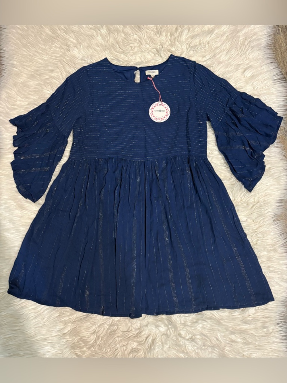 NWT Umgee Navy Blue Ruffle Sleeve Party Dress